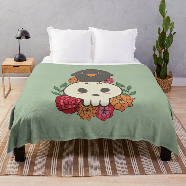 Item preview, Cute Kawaii Skull & Raven - Tattoo Style designed and sold by GrimButterfly.