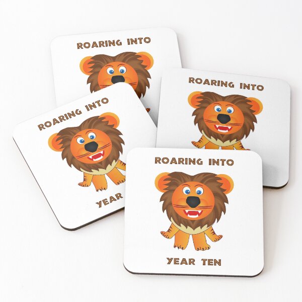 Item preview, Roaring Into Year Ten (Cartoon Lion) designed and sold by TimespunThreads.