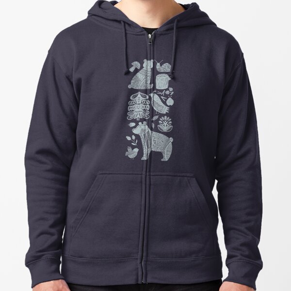 Bears Folk Art Zipped Hoodie