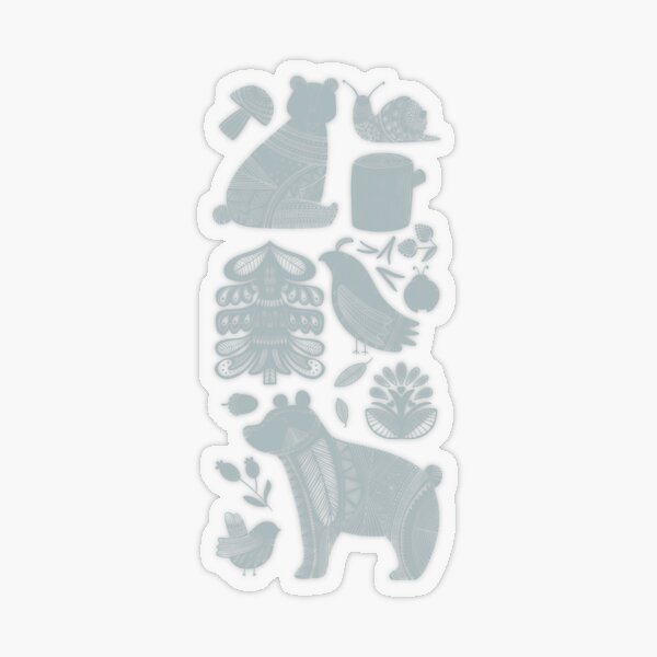 Bears Folk Art Transparent Sticker