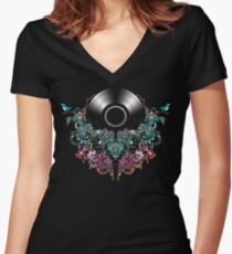 Grow - Music tee with Vintage Record Women's Fitted V-Neck T-Shirt
