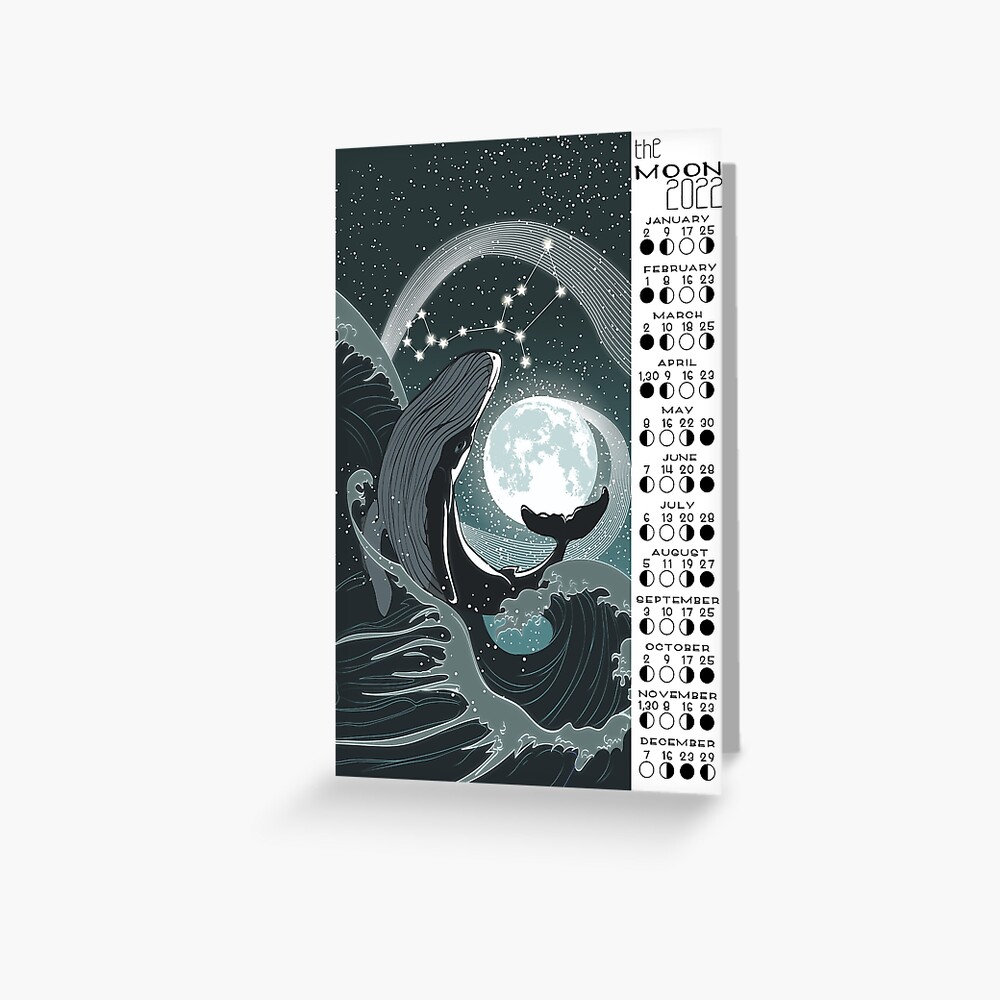 Moon Phase Christmas 2022 Moon Phase Calendar 2022 / Moon Calendar 2022 / Lunar Calendar / Est /  Astrology Calendar / Christmas Calendar / Whale Moon Spirit Art Poster"  Greeting Card By Galleryartfield | Redbubble