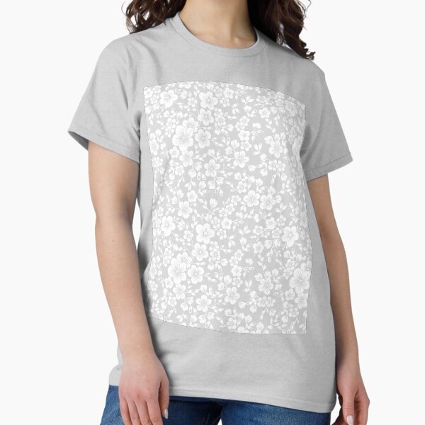 Item preview, Delicate Light Grey and White Blossom Floral Print designed and sold by cgroenewald.
