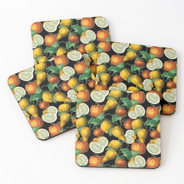 Item preview, Citrus fruit - Lemons and Oranges - Vintage style citrus pattern on black designed and sold by yennyz.