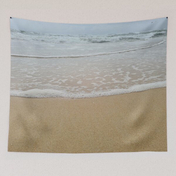 Item preview, Ocean blue waves, brown sand and cloudy sky designed and sold by Funny-Quote.