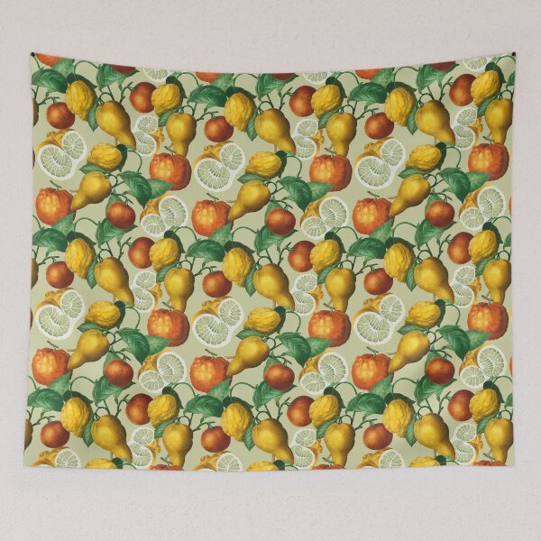 Item preview, Citrus fruit - Lemons and Oranges - Vintage style citrus pattern on pale green designed and sold by yennyz.