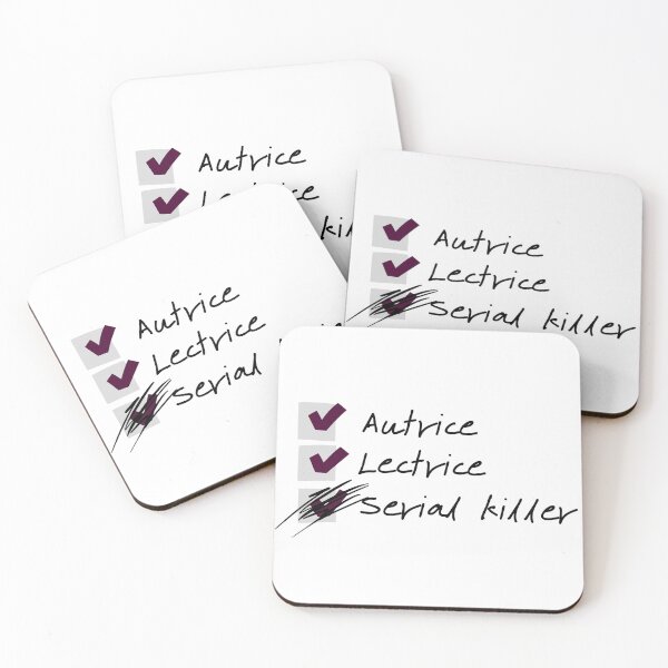 Case à cocher - Autrice, lectrice, serial killer Dessous de verre (lot de 4)