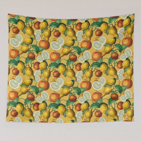 Item preview, Citrus fruit - Lemons and Oranges - Vintage style citrus pattern on yellow designed and sold by yennyz.
