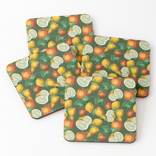 Item preview, Citrus fruit - Lemons and Oranges - Vintage style citrus pattern on dark green designed and sold by yennyz.