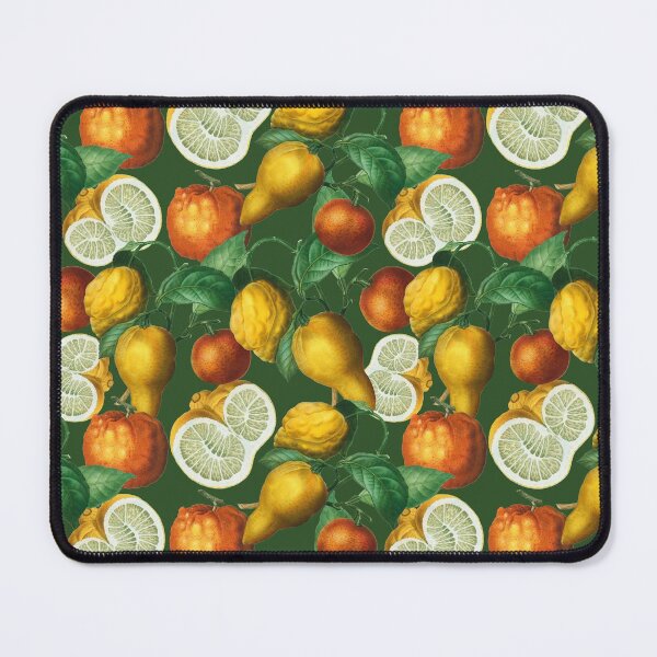 Item preview, Citrus fruit - Lemons and Oranges - Vintage style citrus pattern on dark green designed and sold by yennyz.
