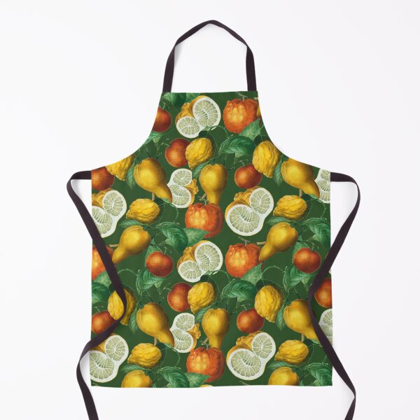 Item preview, Citrus fruit - Lemons and Oranges - Vintage style citrus pattern on dark green designed and sold by yennyz.