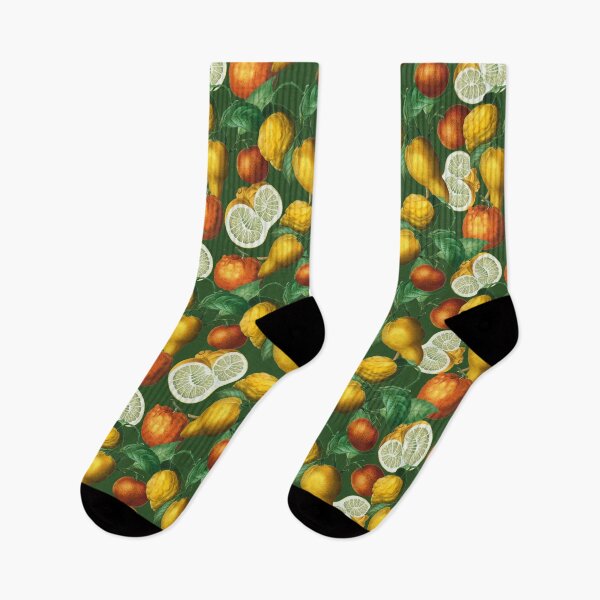 Item preview, Citrus fruit - Lemons and Oranges - Vintage style citrus pattern on dark green designed and sold by yennyz.