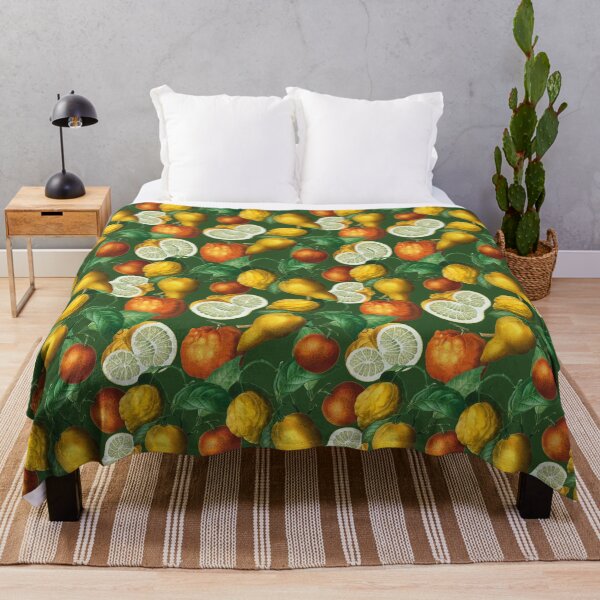 Item preview, Citrus fruit - Lemons and Oranges - Vintage style citrus pattern on dark green designed and sold by yennyz.