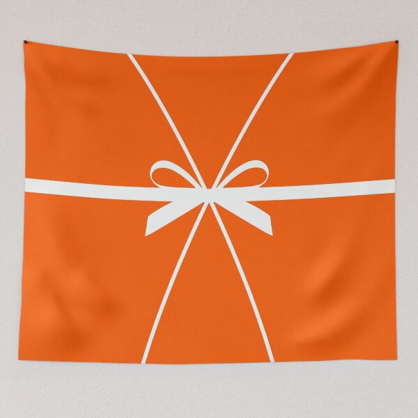 Item preview, Orange sunset bow present skinny waist belt in hot pink background designed and sold by SueKnox.