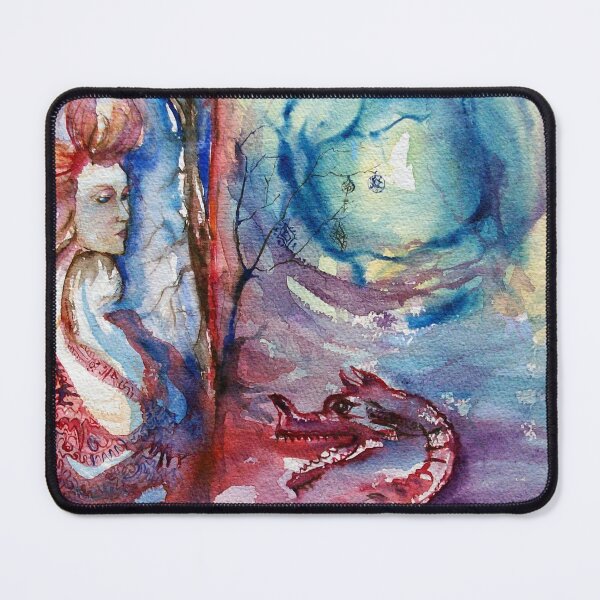 Item preview, MORGANA POWERFUL ENCHANTRESS AND DRAGON Arthurian Legends Fantasy Watercolor designed and sold by BulganLumini.