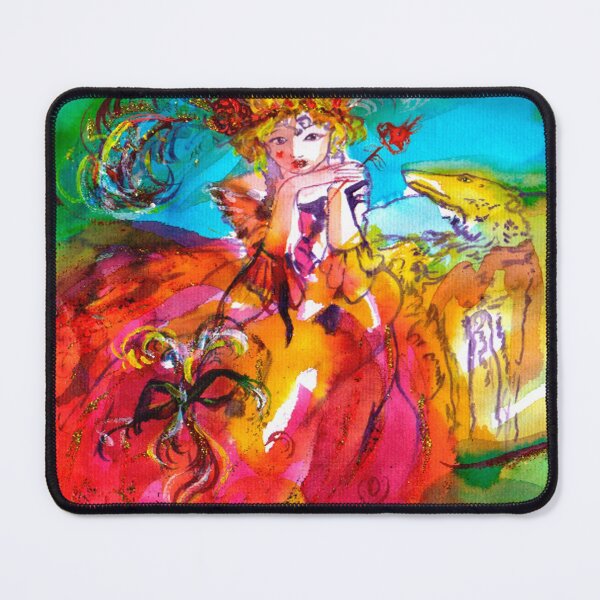 Item preview, MIRANDOLINA / Romantic Woman ,Masquerade Mask And Dog,Venetian Carnival Watercolor by Bulgan Lumini designed and sold by BulganLumini.