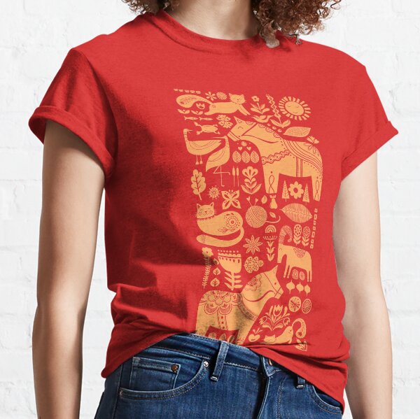 Horses & Cats Folk Art Classic T-Shirt
