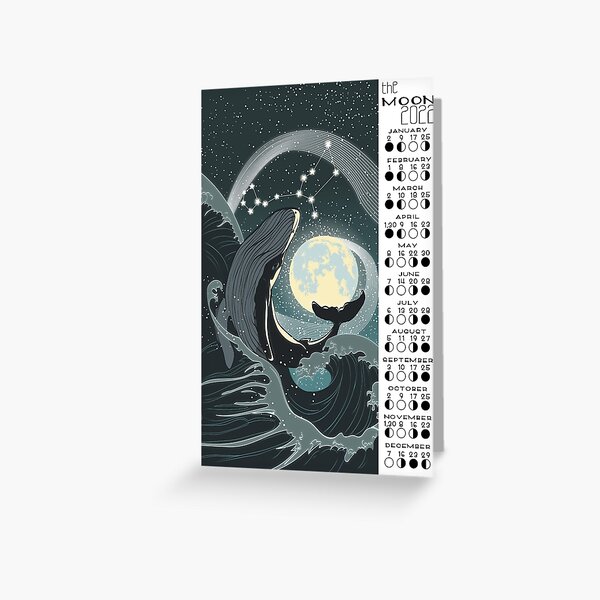 Moon On Christmas 2022 Moon Phase Calendar 2022 / Moon Calendar 2022 / Lunar Calendar / Est /  Astrology Calendar / Christmas Calendar / Whale Moon Spirit Art Poster"  Greeting Card By Galleryartfield | Redbubble