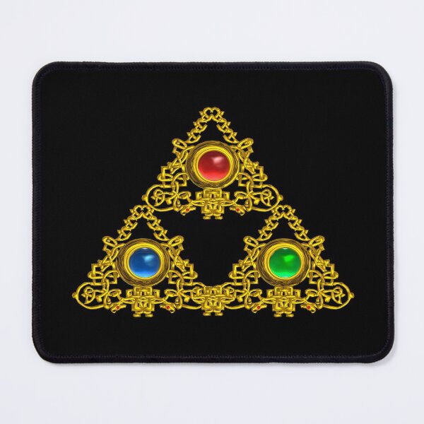 Item preview, MAGIC ELFIC TALISMAN /GOLD TRIANGLE WITH GEMSTONES IN BLACK by Bulgan Lumini designed and sold by BulganLumini.
