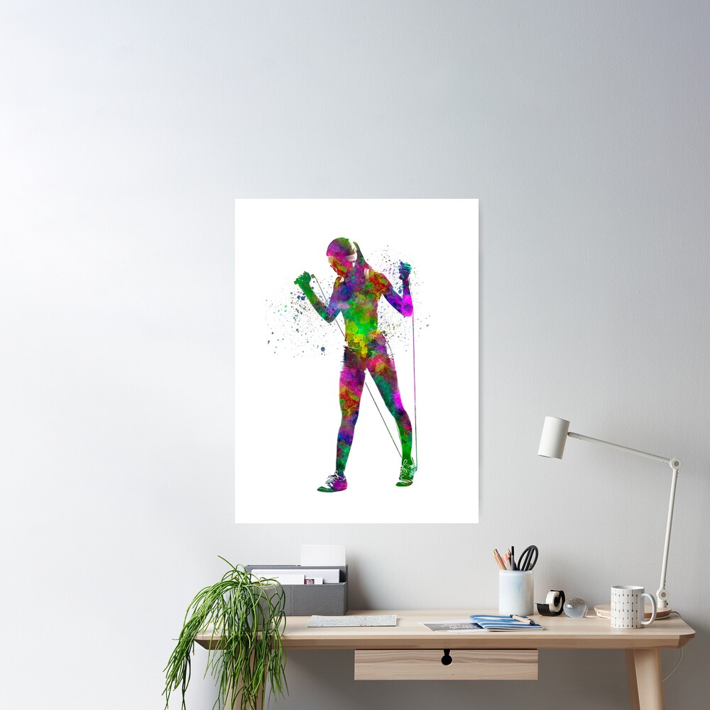 Wall Art Print female fitness-bodybuilding in watercolor