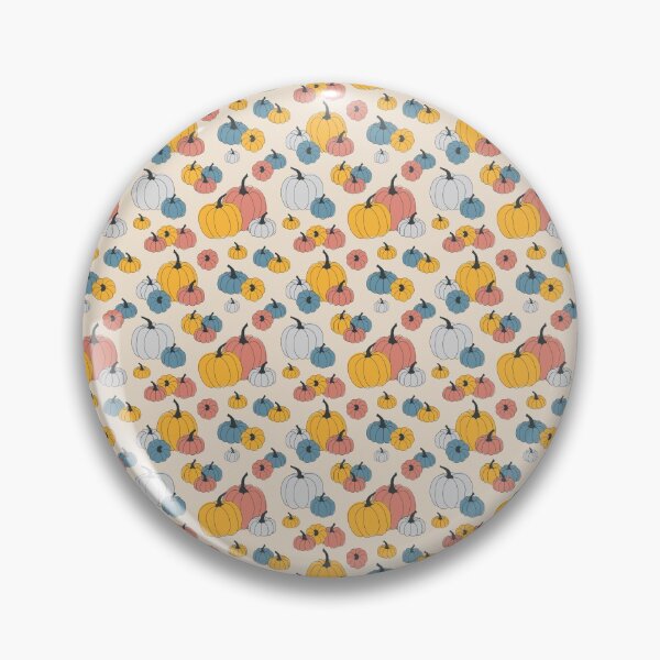 Item preview, The seamless autumn pattern of orange, red, blue, and grey pumpkins. designed and sold by BananiLettering.