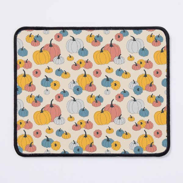 Item preview, The seamless autumn pattern of orange, red, blue, and grey pumpkins. designed and sold by BananiLettering.