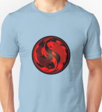 Red and Black Yin Yang Koi Fish Unisex T-Shirt
