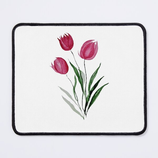 Item preview, pink red tulip flowers water color painting designed and sold by Saba-Red-Ideas.