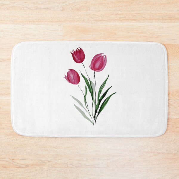 Item preview, pink red tulip flowers water color painting designed and sold by Saba-Red-Ideas.