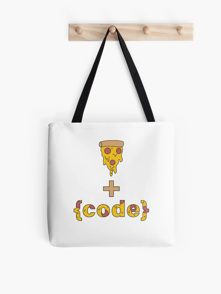 Thumbnail 1 of 2, Tote Bag, Pizza + Code designed and sold by Code Monkeys.