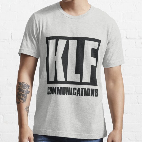 KLF Communications (black bg, white letters)" Essential T-Shirt for Sale RetroWorks | Redbubble