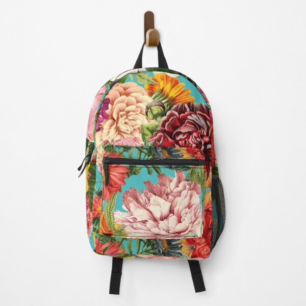 Item preview, Vintage peony garden light blue background cottagecore pattern designed and sold by PG Illustration.