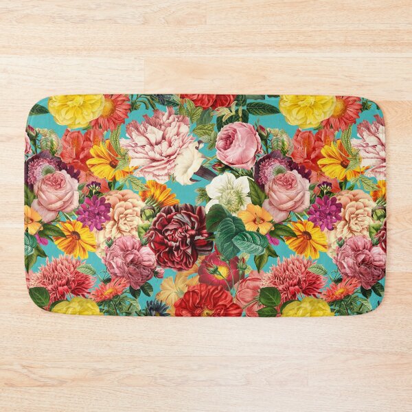 Item preview, Vintage peony garden light blue background cottagecore pattern designed and sold by PG Illustration.
