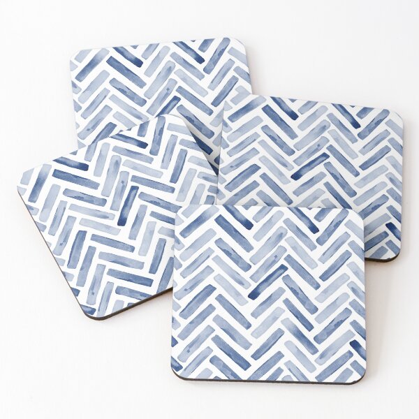 Item preview, Indigo Blue Watercolor Herringbone Chevron designed and sold by Erin Kendal.