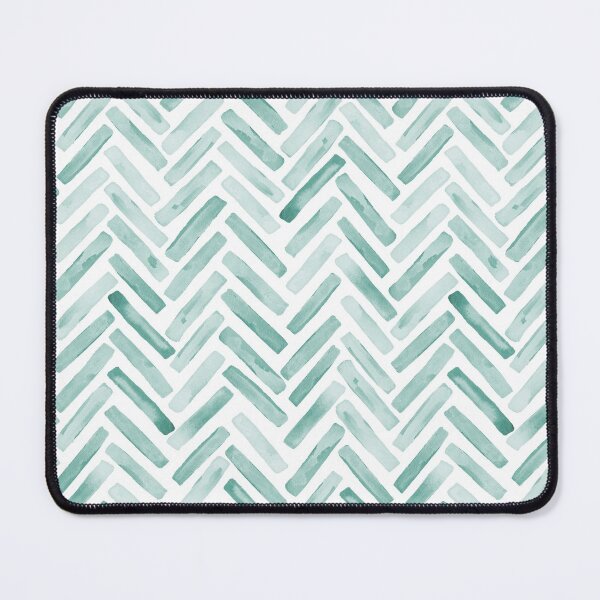 Item preview, Seafoam Watercolor Herringbone Chevron in jade green designed and sold by Erin Kendal.