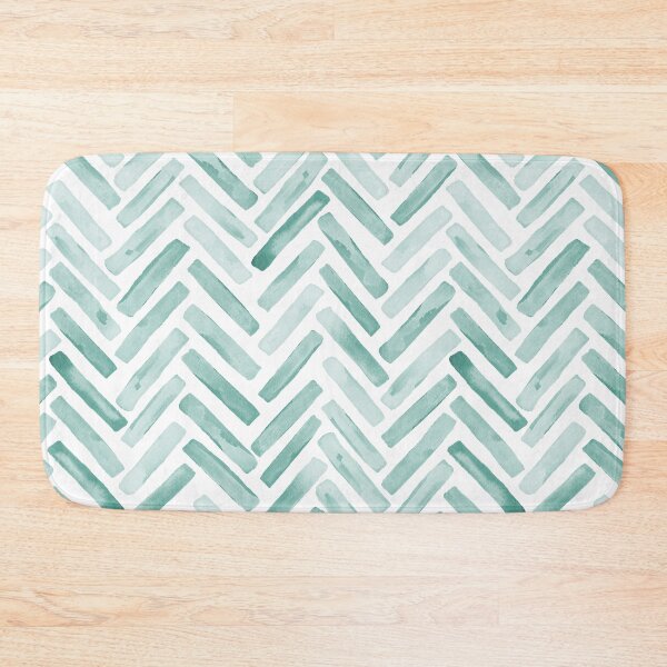 Item preview, Seafoam Watercolor Herringbone Chevron in jade green designed and sold by Erin Kendal.