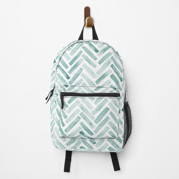 Item preview, Seafoam Watercolor Herringbone Chevron in jade green designed and sold by Erin Kendal.