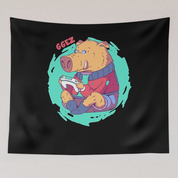 Item preview, Cartoon Wild Boar Playing Video Games - GGEZ designed and sold by MnEmzStudio.