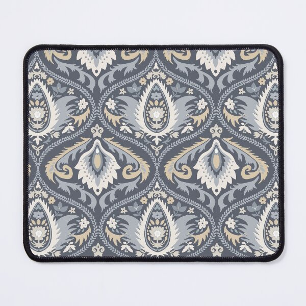Item preview, Classic ogee pattern with tendrils on gray-blue designed and sold by colorofmagic.