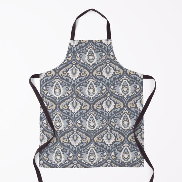 Item preview, Classic ogee pattern with tendrils on gray-blue designed and sold by colorofmagic.