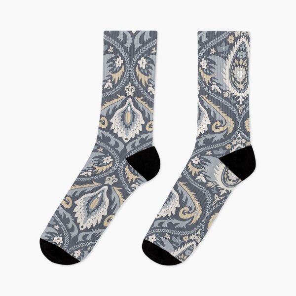 Item preview, Classic ogee pattern with tendrils on gray-blue designed and sold by colorofmagic.