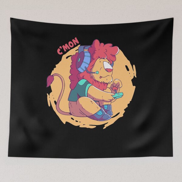 Item preview, Cartoon Lion Playing Video Games designed and sold by MnEmzStudio.