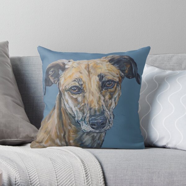 Jake. Dog painting art by award-winning UK artist Sam Fenner Throw Pillow