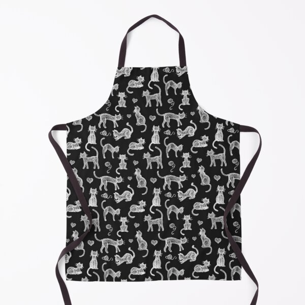 3dRose Shady Cat Black and White Cat Sleeping in The Shade with Pockets Full Length Apron apr_120426_4 Black 22 by 30-Inch 