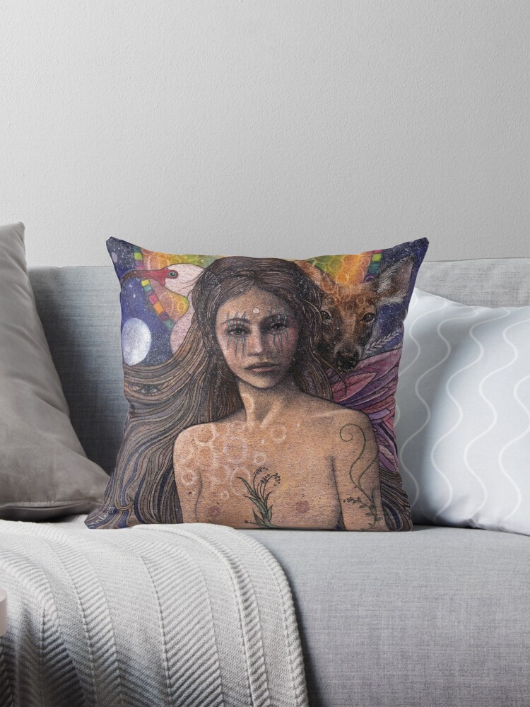 Thumbnail 1 of 4, Pillow, Deva of the Tides designed and sold by idaandersenlang.