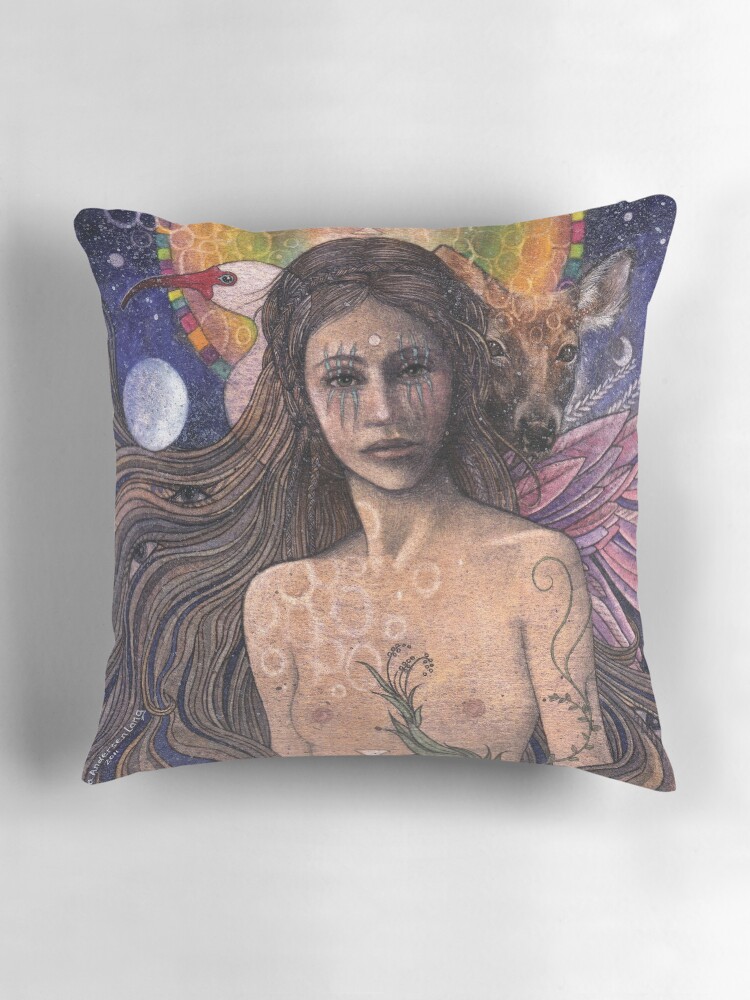 Thumbnail 3 of 4, Pillow, Deva of the Tides designed and sold by idaandersenlang.
