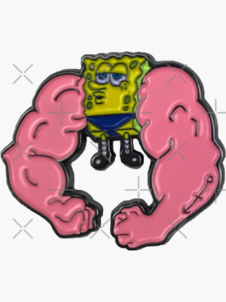 "strong spongebob big muscular hands spongebob " Sticker by jstepan