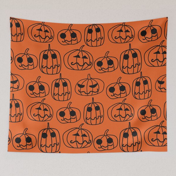 Aperçu de l'œuvre Citrouilles Halloween motif noir sur le thème Orange créée et vendue par ReichbournArt.