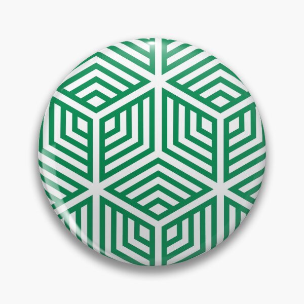 Item preview, Green and White Ornamental Cube Geometric Pattern 2022 Trending Color - Hue - Shade - Colour Pantone Green Bee 17-6154 designed and sold by ColorOfTheYears.