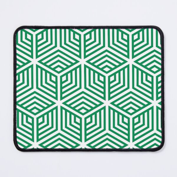 Item preview, Green and White Ornamental Cube Geometric Pattern 2022 Trending Color - Hue - Shade - Colour Pantone Green Bee 17-6154 designed and sold by ColorOfTheYears.
